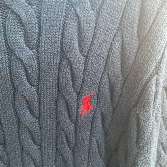 Polo Ralph Lauren Cable-knit Cotton Quarter Zip Sweater- Navy - Picture 2 of 8